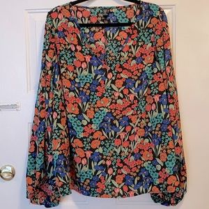 EMERY ROSE Plus Floral Print Lantern Sleeve Blouse